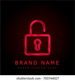 Padlock red chromium metallic logo