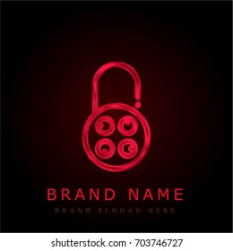 Padlock red chromium metallic logo