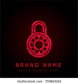 Padlock red chromium metallic logo