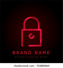 Padlock red chromium metallic logo