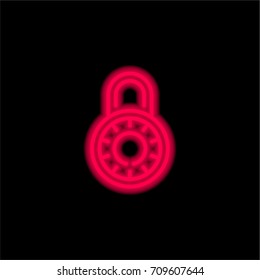 Padlock red glowing neon ui ux icon. Glowing sign logo vector