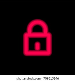 Padlock red glowing neon ui ux icon. Glowing sign logo vector