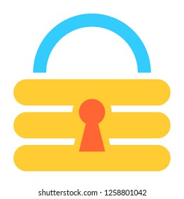 Padlock safe icon lock sign password button created in flat style. This design graphic element is saved as a vector illustration in the EPS file format.