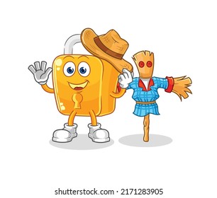 the padlock with scarecrows cartoon character vector
