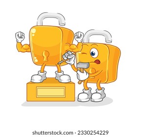 the padlock sculptor character. cartoon mascot vector