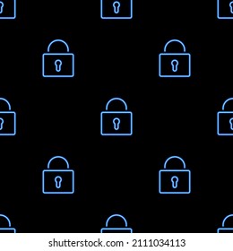 padlock seamless pattern, bright vector illustration on black background.