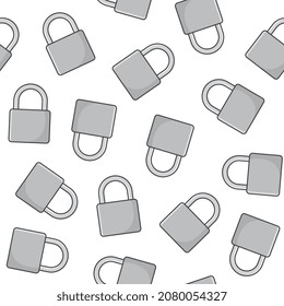 Padlock Seamless Pattern On A White Background. Lock Padlock Theme Icon Vector Illustration