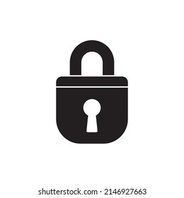Padlock, secure icon in black flat glyph, filled style isolated on white background