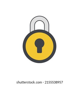 Padlock, secure icon in color icon, isolated on white background 