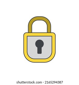 Padlock, icono seguro en el icono de color, aislado en el fondo blanco 