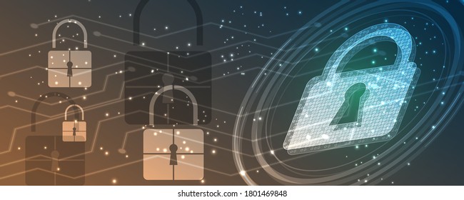 Padlock Security cyber digital concept Abstract technology background protect system innovation vector illustration