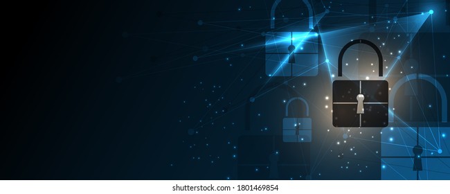 Padlock Security cyber digital concept Abstract technology background protect system innovation vector illustration
