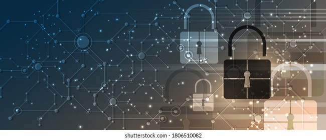 Padlock Security concepto digital Resumen tecnología de fondo proteger el sistema innovación ilustración vectorial