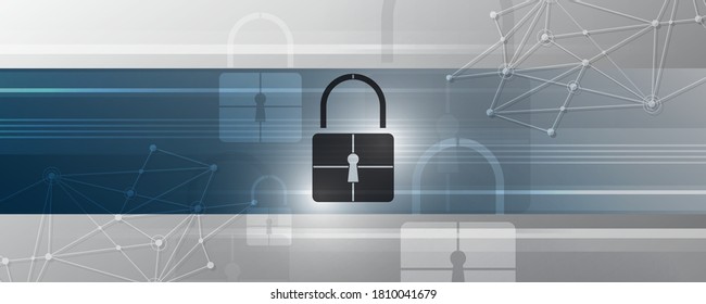 Padlock Security cyber digital concept Abstract technology background protect system innovation vector illustration