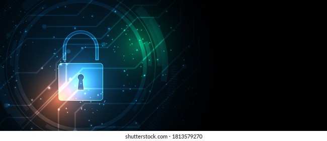 Padlock Security cyber digital concept Abstract technology background protect system innovation vector illustration