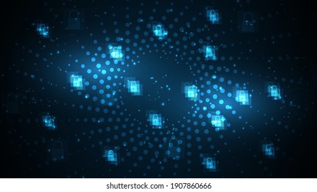 Padlock Security cyber digital concept Abstract technology background protect system innovation vector illustration
