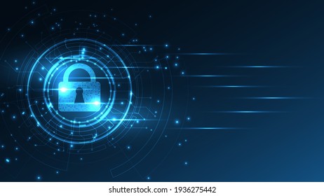 Padlock Security cyber digital concept Abstract technology background protect system innovation vector illustration
