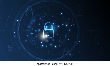 Padlock Security concepto digital Resumen tecnología de fondo proteger el sistema innovación ilustración vectorial