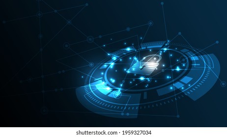 Padlock Security cyber digital concept Abstract technology background protect system innovation vector illustration
