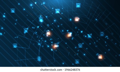 Padlock Security cyber digital concept Abstract technology background protect system innovation vector illustration
