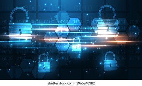 Padlock Security cyber digital concept Abstract technology background protect system innovation vector illustration
