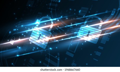 Padlock Security cyber digital concept Abstract technology background protect system innovation vector illustration
