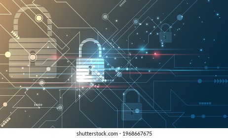 Padlock Security cyber digital concept Abstract technology background protect system innovation vector illustration
