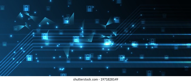 Padlock Security cyber digital concept Abstract technology background protect system innovation vector illustration