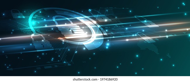 Padlock Security cyber digital concept Abstract technology background protect system innovation vector illustration