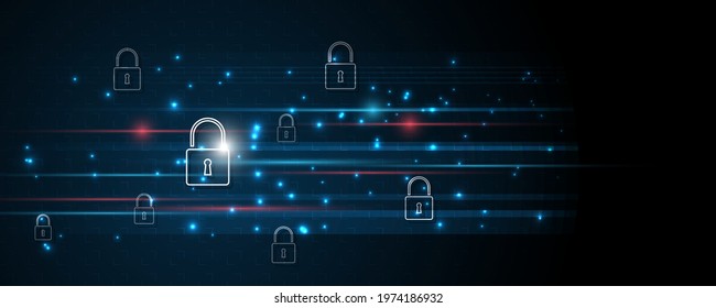 Padlock Security cyber digital concept Abstract technology background protect system innovation vector illustration