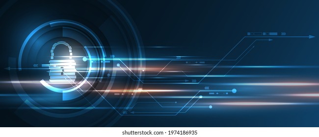 Padlock Security cyber digital concept Abstract technology background protect system innovation vector illustration