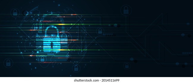 Padlock Security cyber digital concept Abstract technology background protect system innovation vector illustration