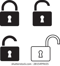 Padlock security icon collection isolated on white background featuring locked unlocked privacy protection access and cybersecurity
