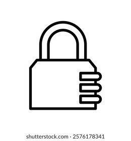 Padlock security icon. Combination lock with a series of dials on the side. Vector illustration