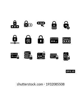Padlock Security icon set. Pin Locked Icon vector Illustration Template For Web and Mobile