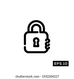 Padlock Security-Zeilensymbol. Pinlocked-Symbol, Vektorgrafik-Vorlage für Web- und Mobile-Illustrationen