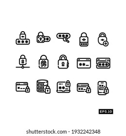 Padlock Security line icon set. Pin Locked Icon vector Illustration Template For Web and Mobile