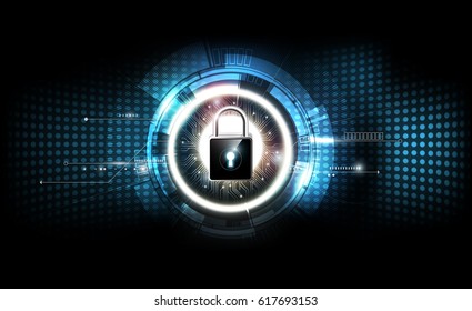 Padlock with security lock concept and futuristic electronic technology background, transparent vector illustrator