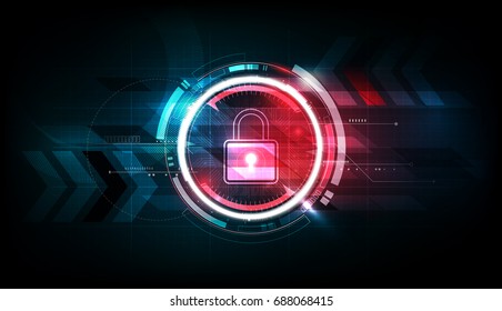 Padlock with security lock concept and futuristic electronic technology background, vector illustration