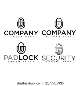 padlock and security logo, icon and vector