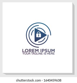 padlock security logo template design vector