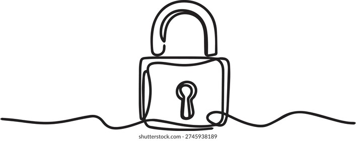 Padlock Security Protection Concept Line Art Illustration Isolated on White