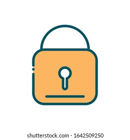 padlock security protection social media line and fill vector illustration