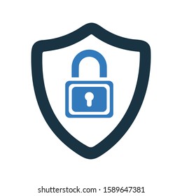 Padlock in security shield, Lock, protection, security icon logo