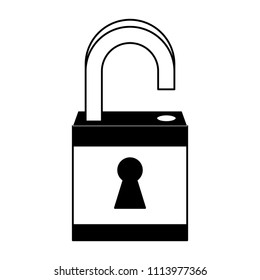 Padlock security symbol in black and white