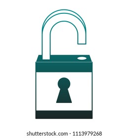 Padlock security symbol in blue lines