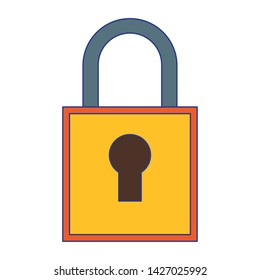 Padlock security symbol isolated cartoon vector illustration graphic design