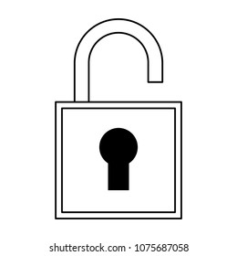 Padlock security symbol on black and white