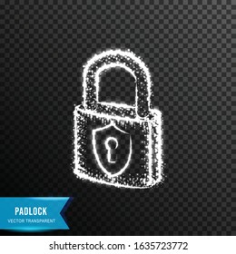 padlock security system from connecting dot and line. light effect. vector illustration, isolated on transparent background