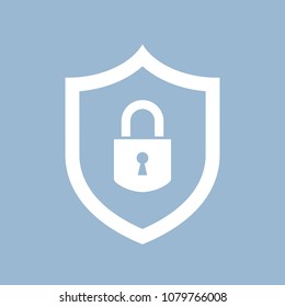 Padlock security vector pictogram illustration isolated on blue background